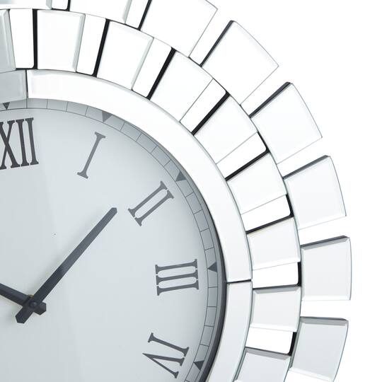 Silver MDF Glam Wall Clock, 24" x 2" x 24"